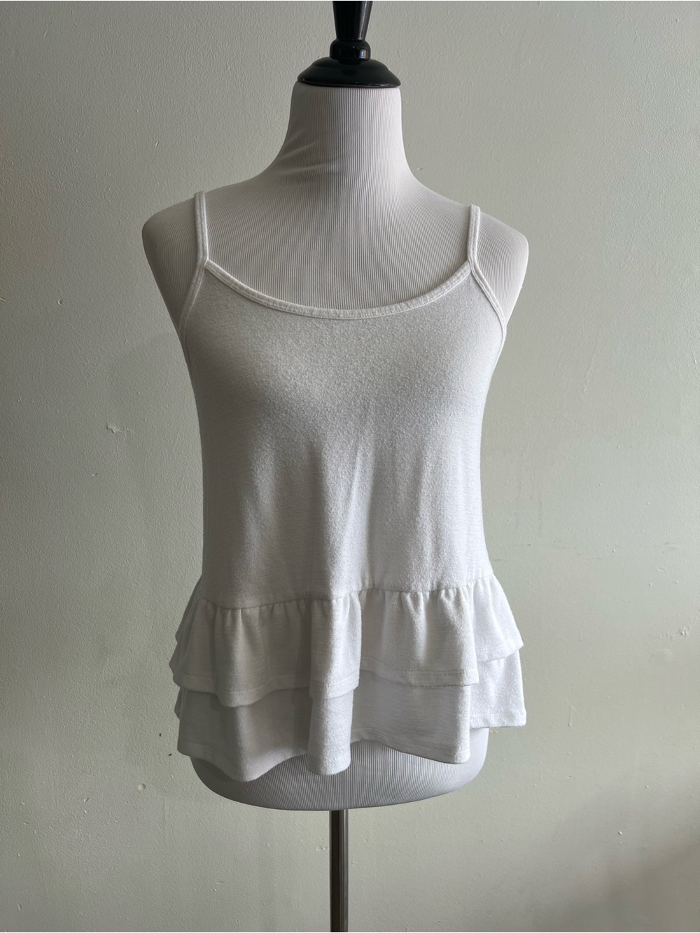 LOFT White Double Ruffle-Hem Camisole